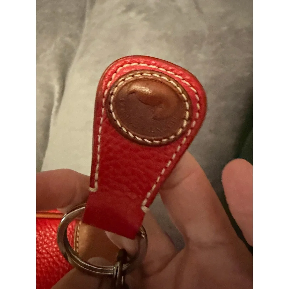 Dooney & Bourke Women Hobo Bag Red Pebbled Leather Harrison Zip Top Shoulder Bag